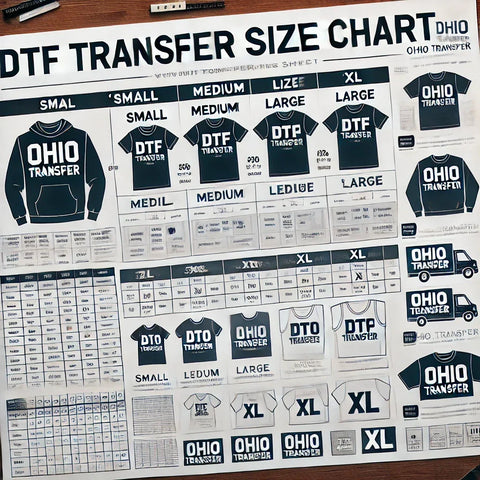 DTF Transfer Size Chart